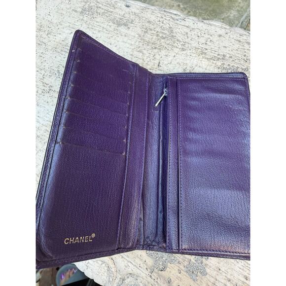 Chanel Purple Leather Long Yen Wallet EUC - Picture 9 of 10